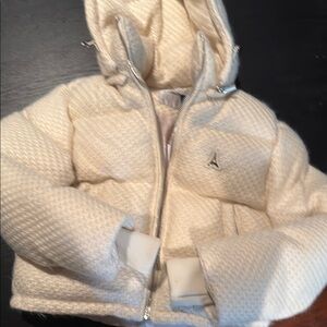 Maniere De Voir Cream Quilted Puffer Jacket